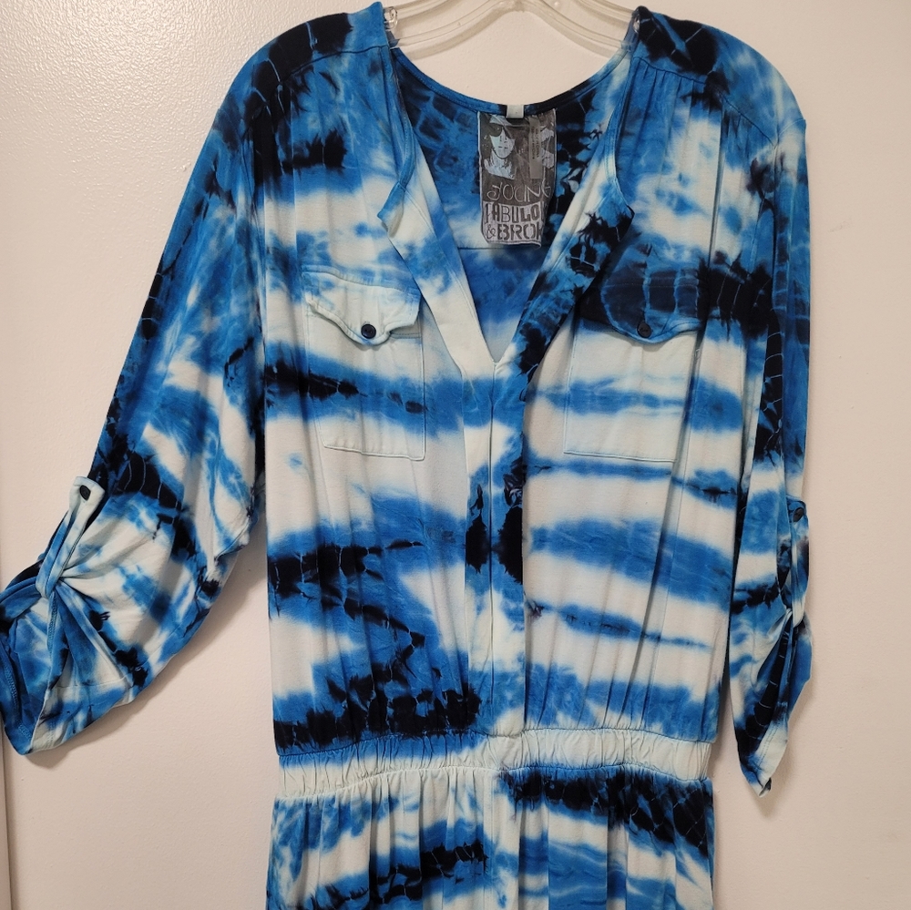 Young Fabulous And Broke Malik Blue Tie Dye Jersey Romper Size Large - Picture 3 of 15